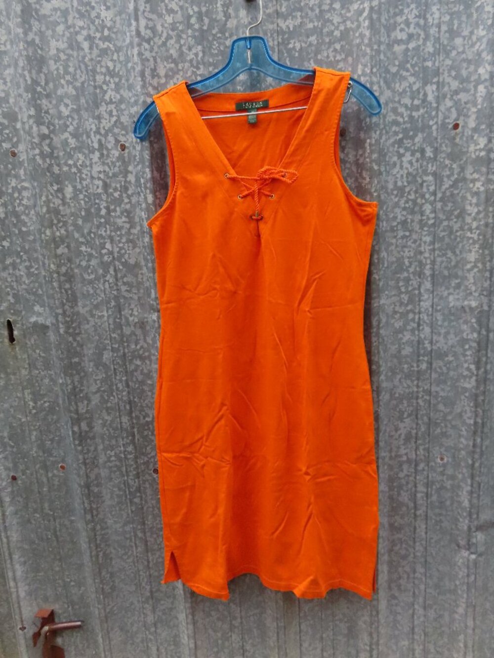 Lauren Ralph Lauren Orange Dress Lace-up front. 100% Cotton. Size M